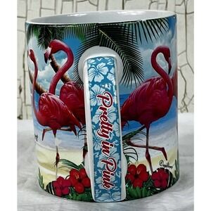Vintage Rockport Texas Flamingo Coffee Mug 80s 90s Pretty in Pink Beach Souvenir